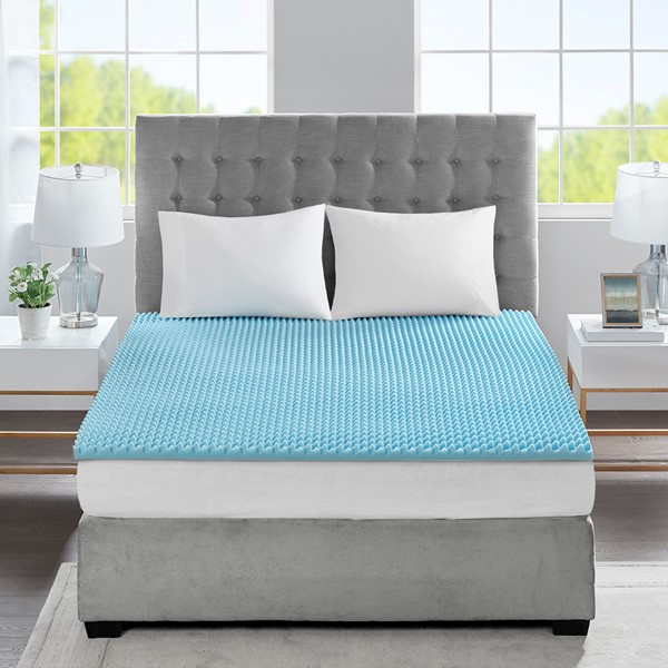 Sleep Philosophy 1.5" Gel Memory Foam All Season Reversible Cooling Mattress Topper in Blue, Twin BASI16-0381 - Image 3