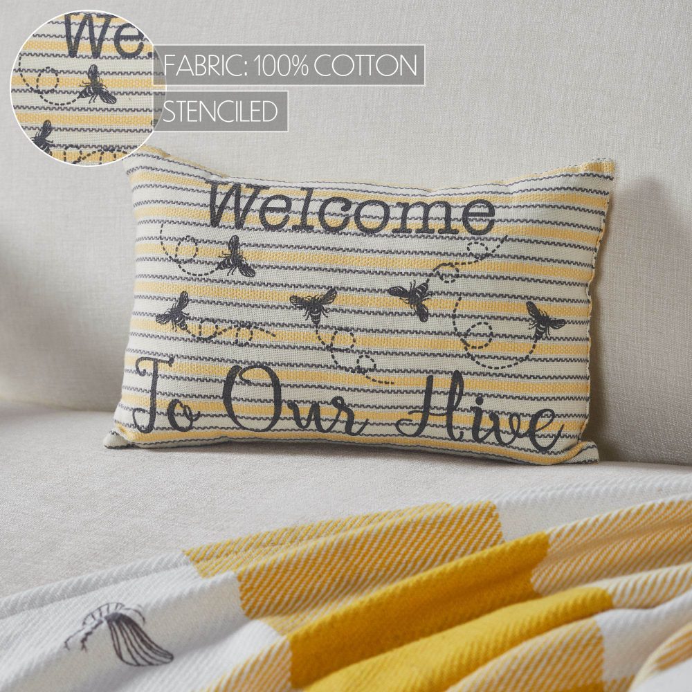Buzzy Bees Welcome to Our Hive Pillow 9.5x14 - Image 5