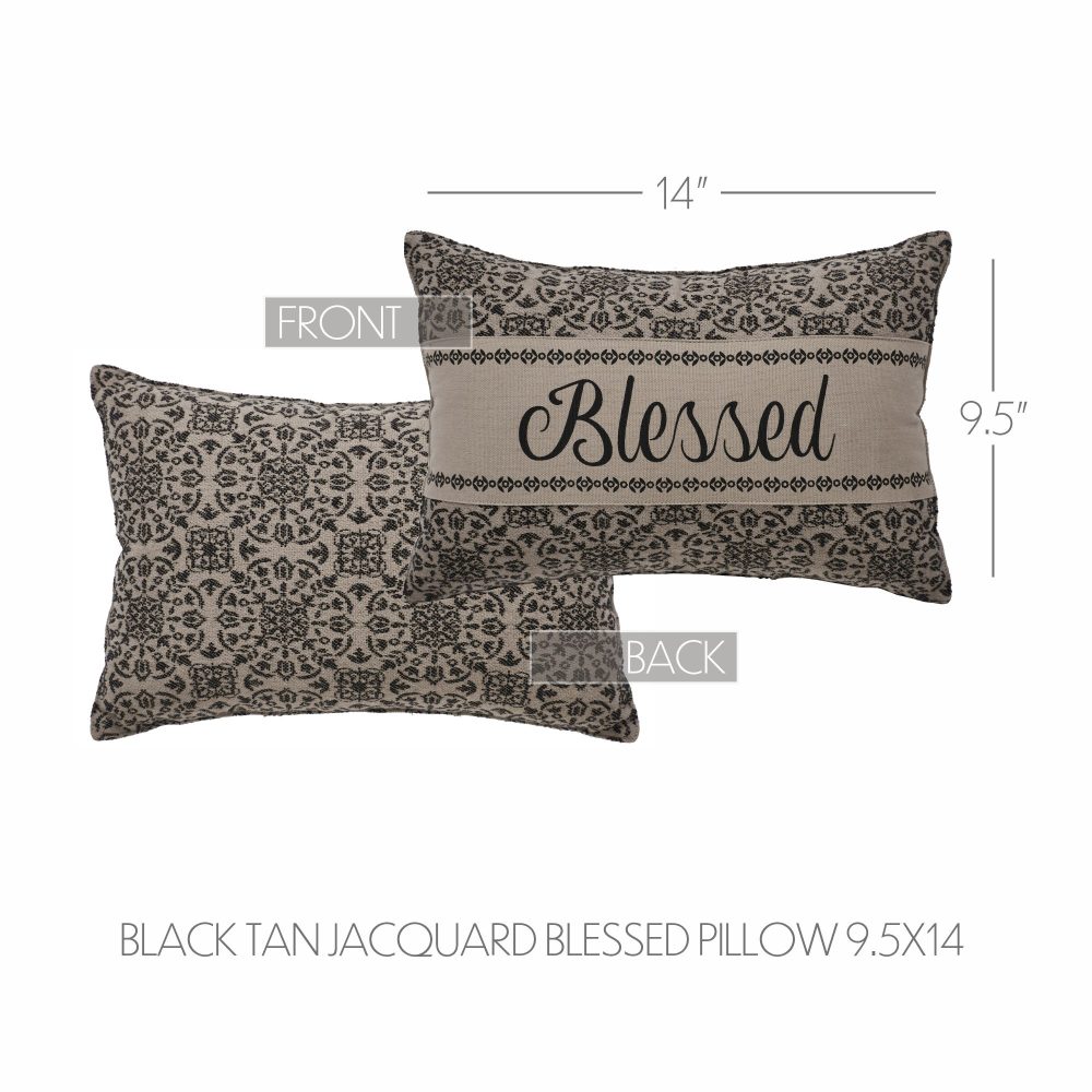 Custom House Black Tan Jacquard Blessed Pillow 9.5x14 - Image 4