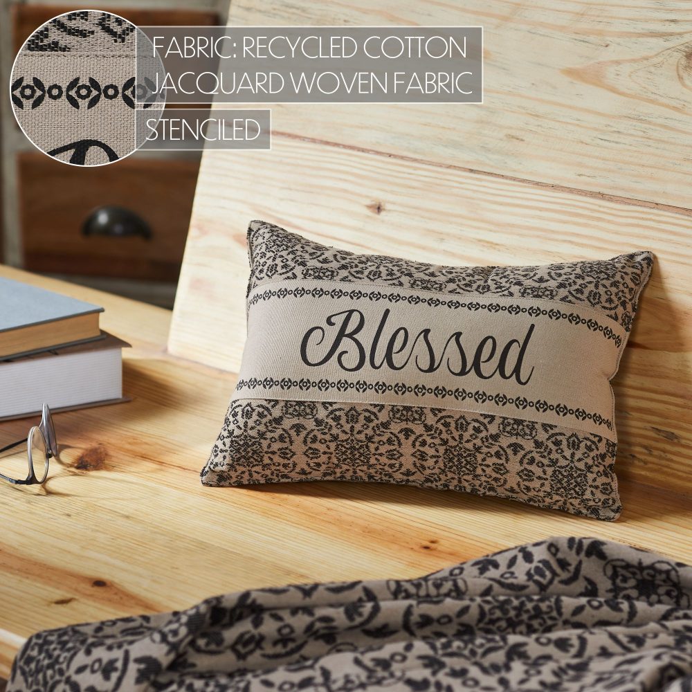 Custom House Black Tan Jacquard Blessed Pillow 9.5x14 - Image 5