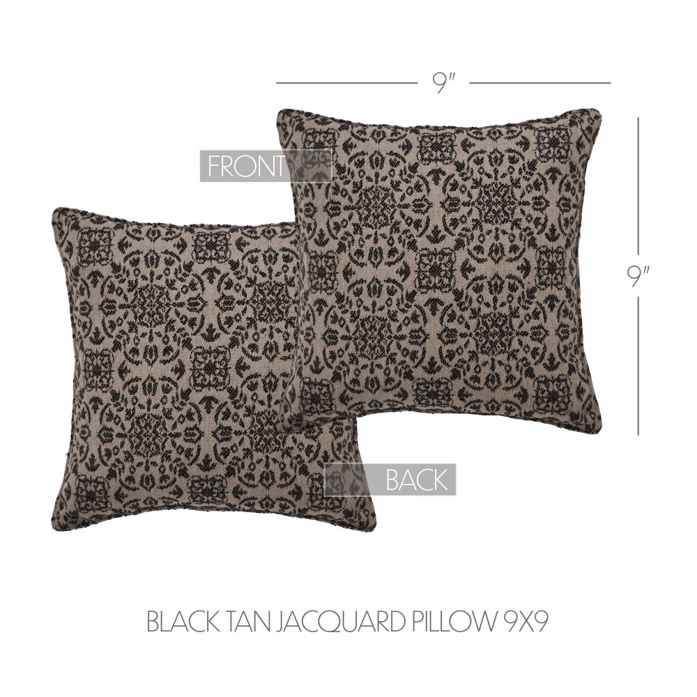 Custom House Black Tan Jacquard Pillow 9x9 - Image 4