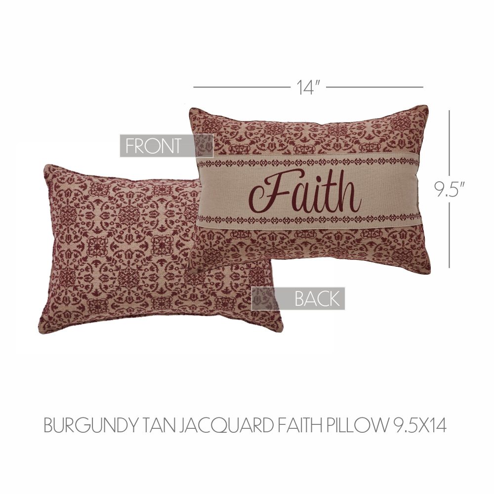 Custom House Burgundy Tan Jacquard Faith Pillow 9.5x14 - Image 4