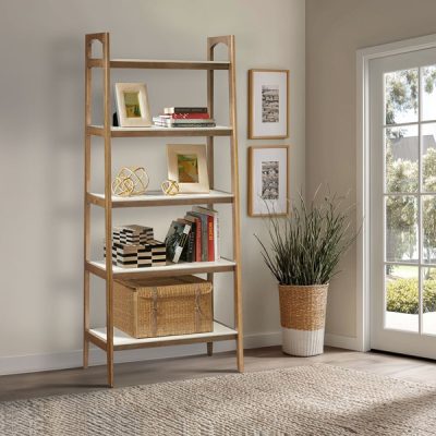 Madison Park Parker Shelf / Bookcase in Off-White/Natural, One Size MP131-1061