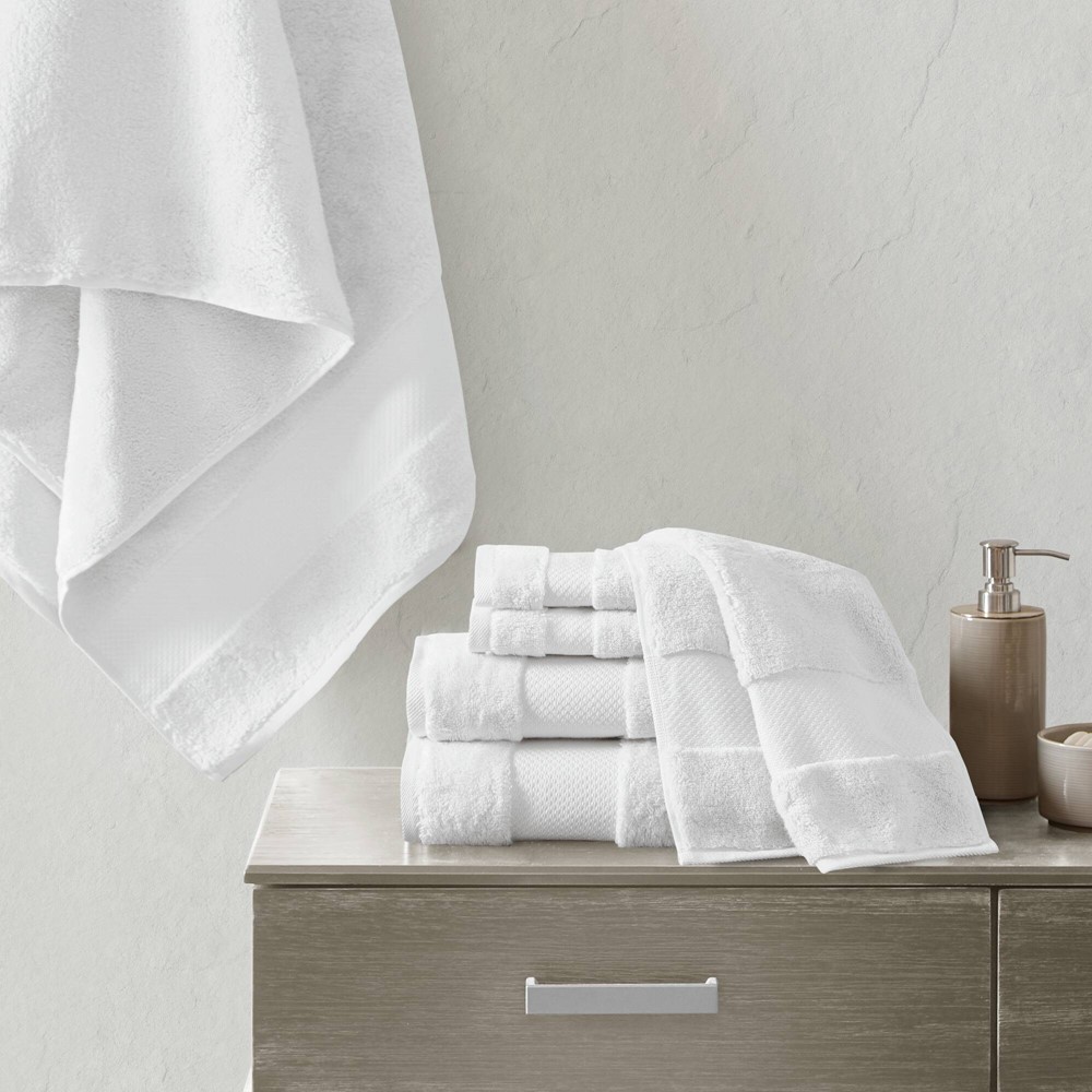 Madison Park Signature Turkish Cotton 6 Piece Bath Towel Set in White, 6-Piece MPS73-349