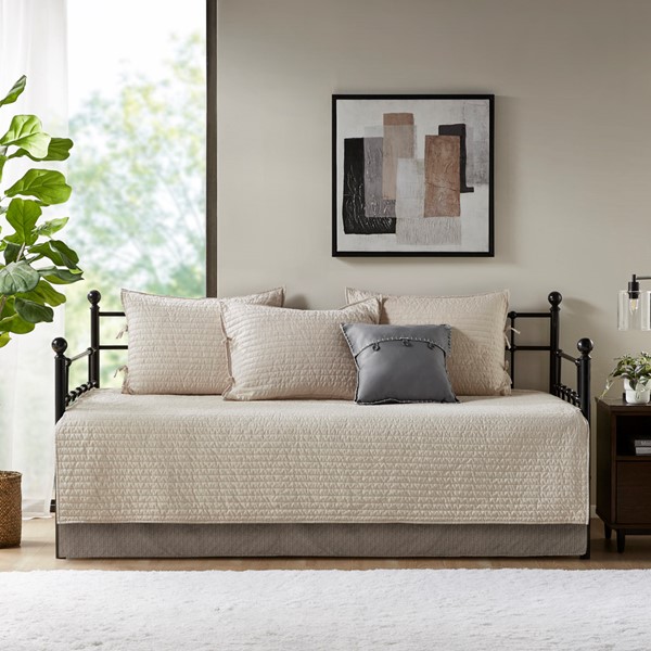 Madison Park Ridge 6 Piece Reversible Plaid Daybed Cover Set in Neutral, Daybed MP13-8387 - Image 6