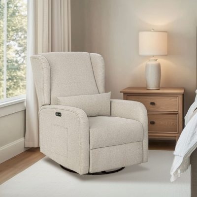 Madison Park Candace Power Recliner 3-in-1 with Swivel, Glider, Charging Station in Beige, One Size MP103-1271