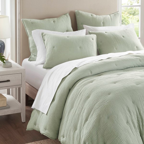 Harbor House Blue Breeze cotton gauze embroidered Euro Sham in Sage, Euro Sham HH11-1891 - Image 7