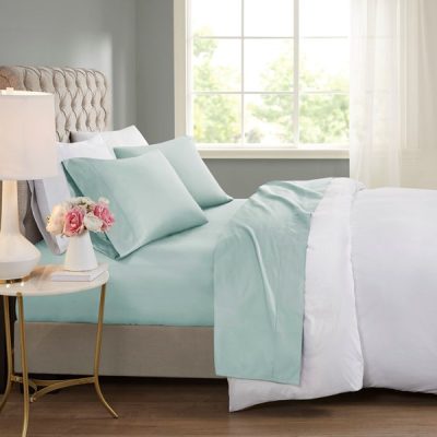 Beautyrest 600 Thread Count Cooling Cotton Blend 4 PC Sheet Set in Seafoam, King BR20-1000