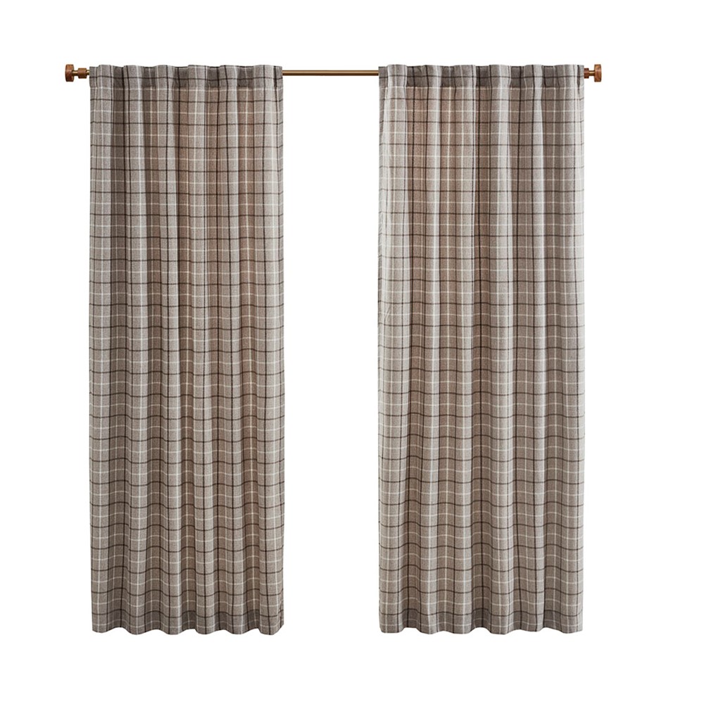 Madison Park Anaheim Plaid Rod Pocket and Back Tab Curtain Panel with Fleece Lining in Brown, 50x108" MP40-8523 - Image 5