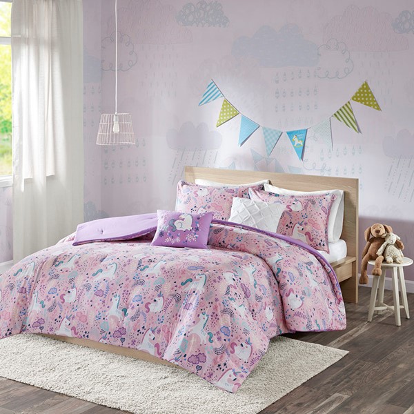 Urban Habitat Kids Lola Unicorn Cotton Comforter Set in Pink, Full/Queen UHK10-0099 - Image 5