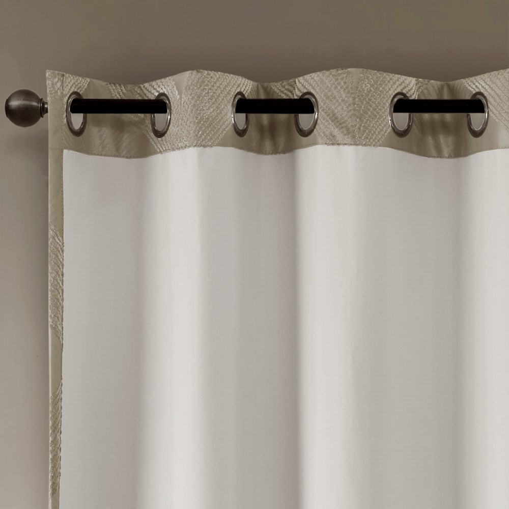 SunSmart Bentley Ogee Knitted Jacquard Total Blackout Curtain Panel in Taupe, 50x95" SS40-0121 - Image 2