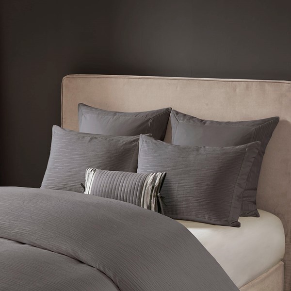 N Natori Hanae Embroidered Cotton Oblong Decorative Pillow in Grey, 12x20" NS30-3254 - Image 3