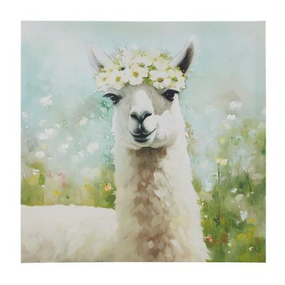 Madison Park Sunshine Animals Canvas Wall Art in Llama/Green Multi, One Size ID95C-0050