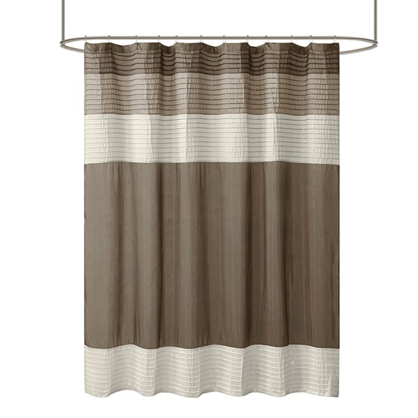 Madison Park Amherst Faux Silk Shower Curtain in Natural, 72x72" MP70-223 - Image 3