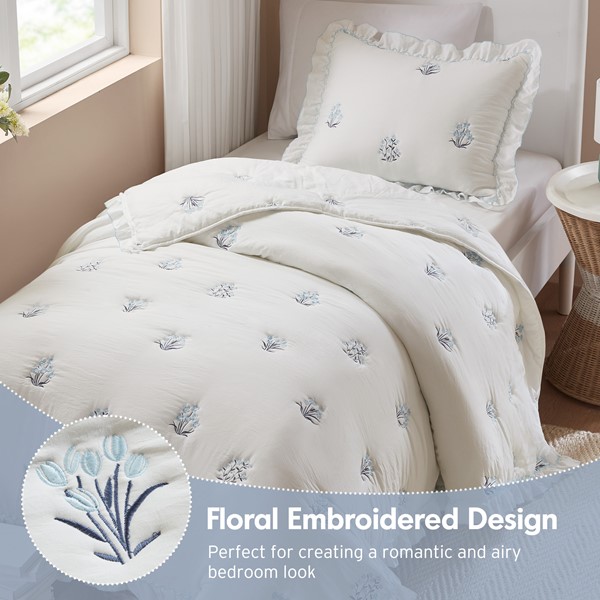 Intelligent Design Aglaia Quilt Set in Blue, Twin/Twin XL ID13-2514 - Image 5