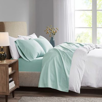 Madison Park Luxurious Brushed Microfiber Deep Pocket Sheet Set in Seafoam, Full MP20-2389