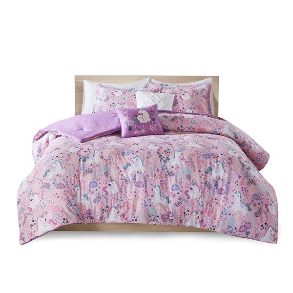 Urban Habitat Kids Lola Unicorn Cotton Comforter Set in Pink, Full/Queen UHK10-0099 - Image 4