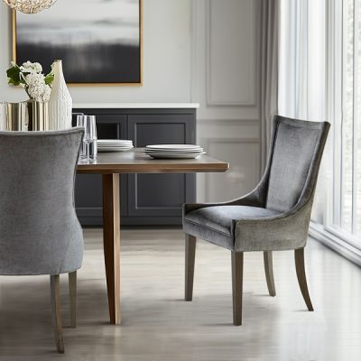 Madison Park Signature Ultra Upholstered Dining Side Chairs with wood legs (Set of 2) in Dark Gray, Set of 2 MPS108-0156