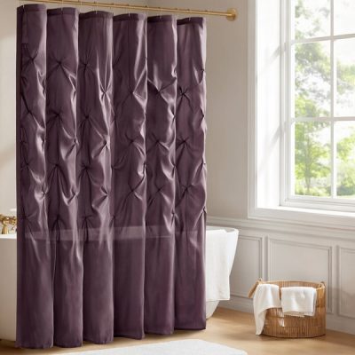 Madison Park Laurel Tufted Semi-Sheer Shower Curtain in Plum, 72x72" MP70-440