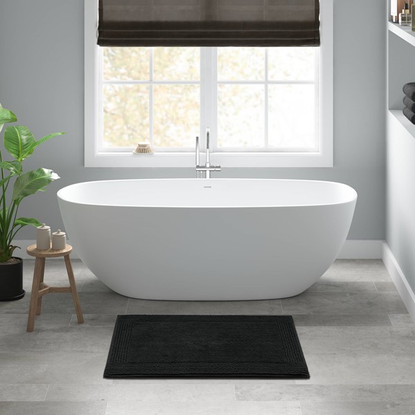 Madison Park Signature Splendor 100% Cotton Tufted 3000 GSM Reversible Bath Rug in Black, 24x60" MPS72-594
