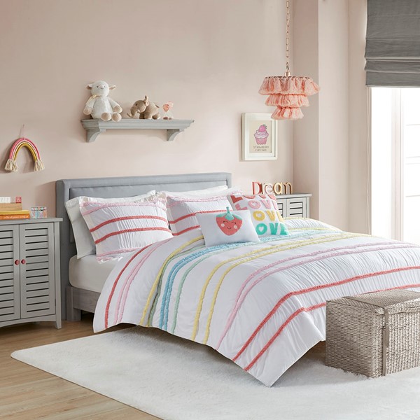 Urban Habitat Kids Haisley Cotton Duvet Cover Set with Chenille Trim in Pink, Twin UHK12-0172 - Image 2