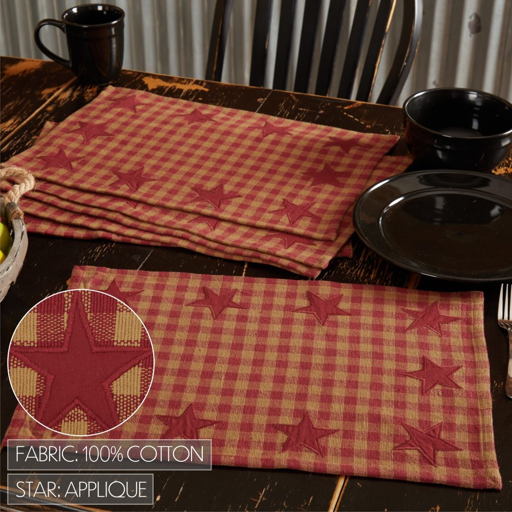 Burgundy Star Placemat Set of 6 12x18 - Image 6