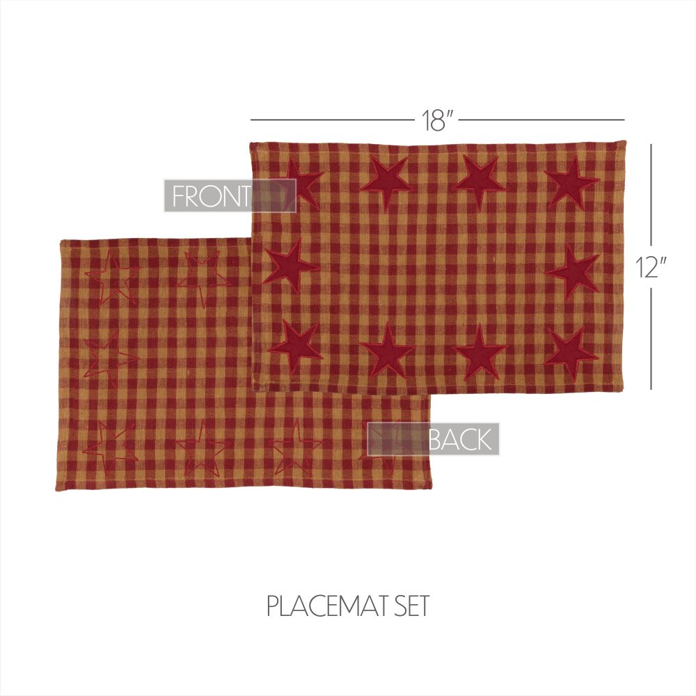 Burgundy Star Placemat Set of 6 12x18 - Image 7