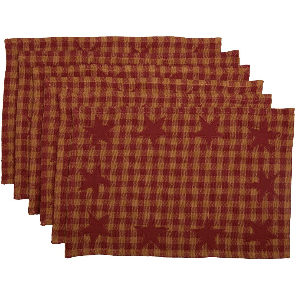 Burgundy Star Placemat Set of 6 12x18 - Image 5