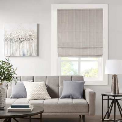 Madison Park Galen Basketweave Cordless Roman Shade Collection in Taupe, 29x64" MP40-7868