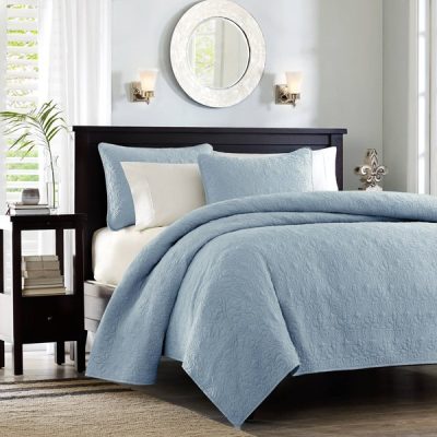 Madison Park Quebec Reversible Quilt Set in Blue, Full/Queen MP13-366