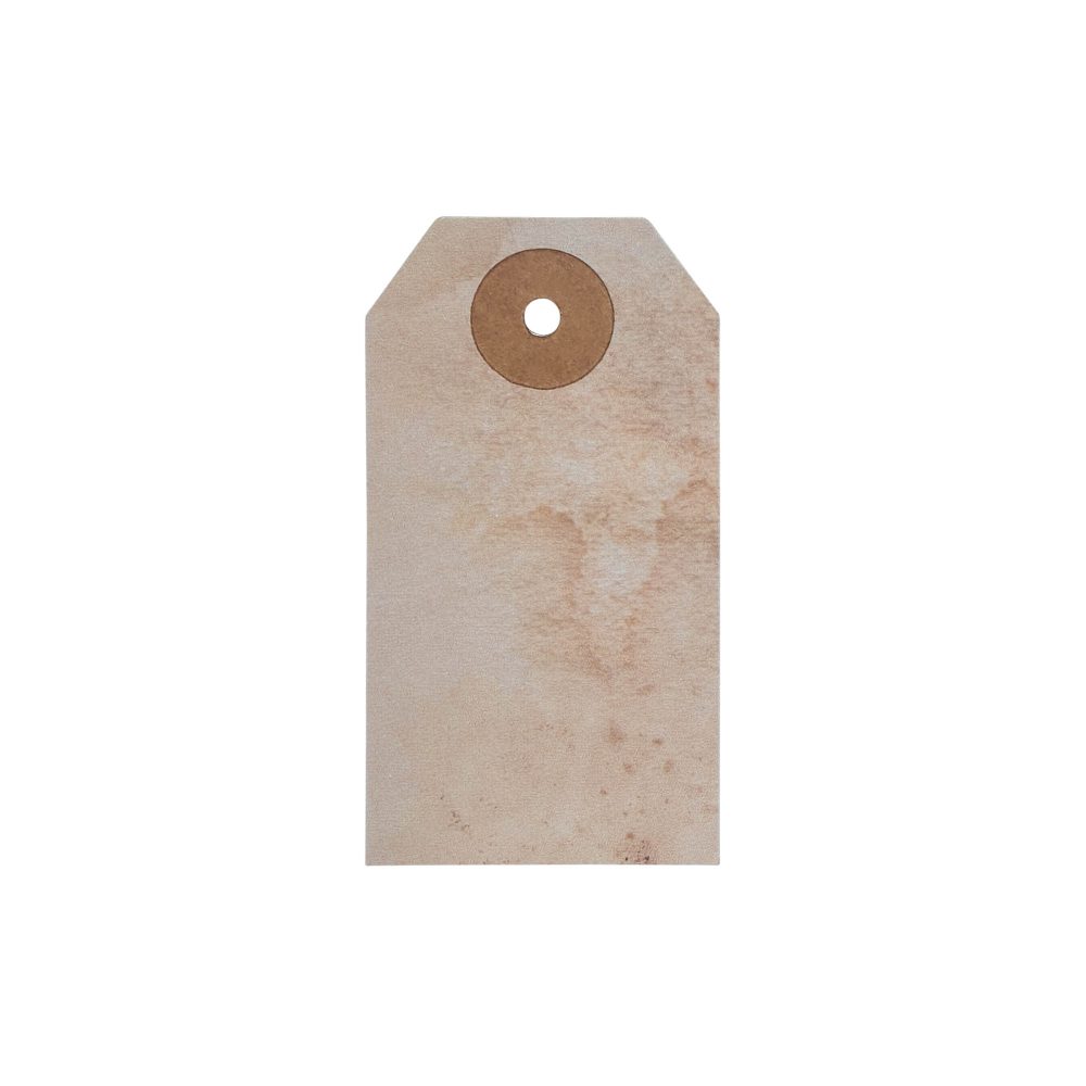 Primitive Star Tea Stained Paper Tag Burgundy 2.75x1.5 w/ Twine Set of 50 - Image 3