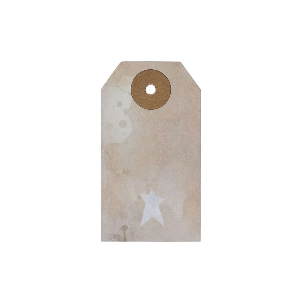 Primitive Star Tea Stained Paper Tag Creme 2.75x1.5 w/ Twine Set of 50 - Image 2