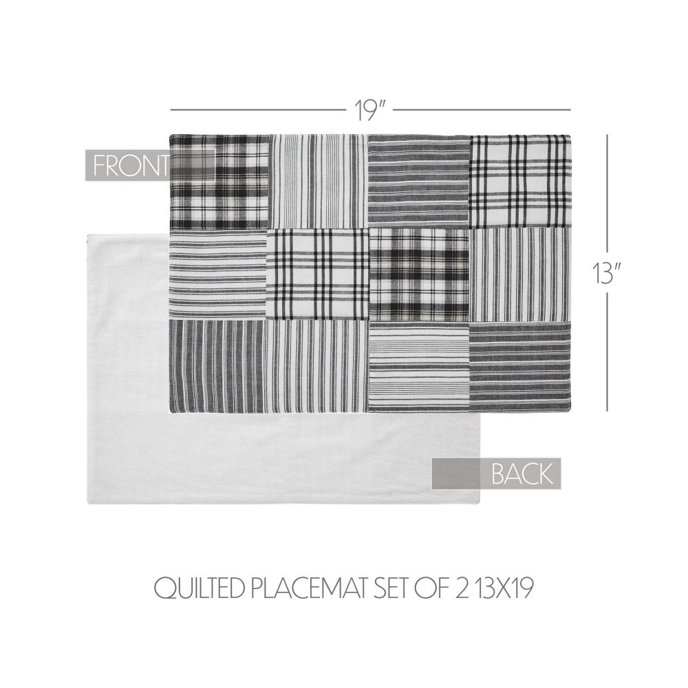 Sawyer Mill Black Quilted Placemat Set of 2 13x19 - Image 4