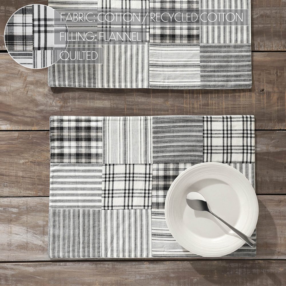 Sawyer Mill Black Quilted Placemat Set of 2 13x19 - Image 5