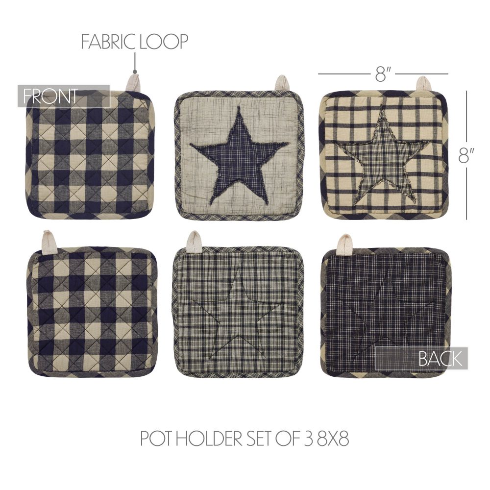 My Country Patchwork Pot Holder Set of 3 8x8 - Image 4