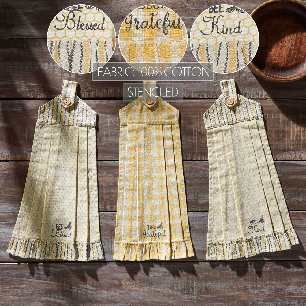 Buzzy Bees Button Loop Tea Towel Set of 3 - Image 5