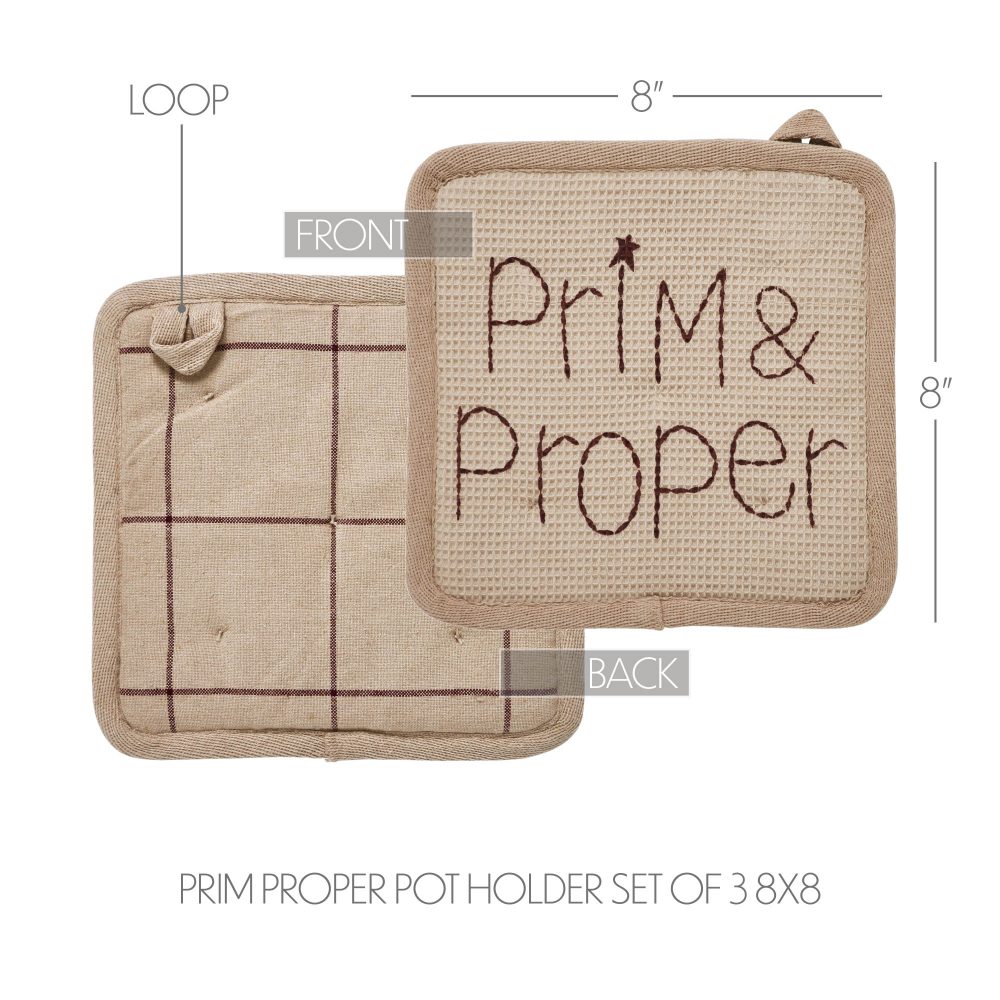 Connell Prim & Proper Pot Holder Set of 3 8x8 - Image 4