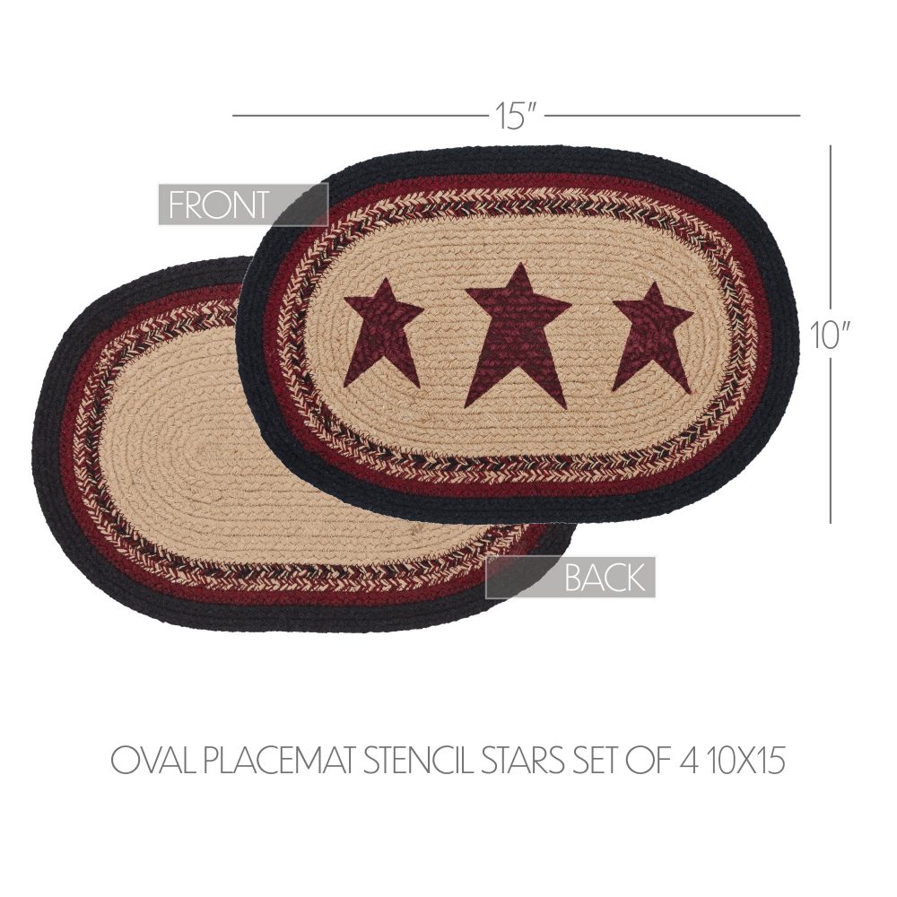 Connell Oval Placemat Stencil Stars Set of 4 10x15 - Image 4