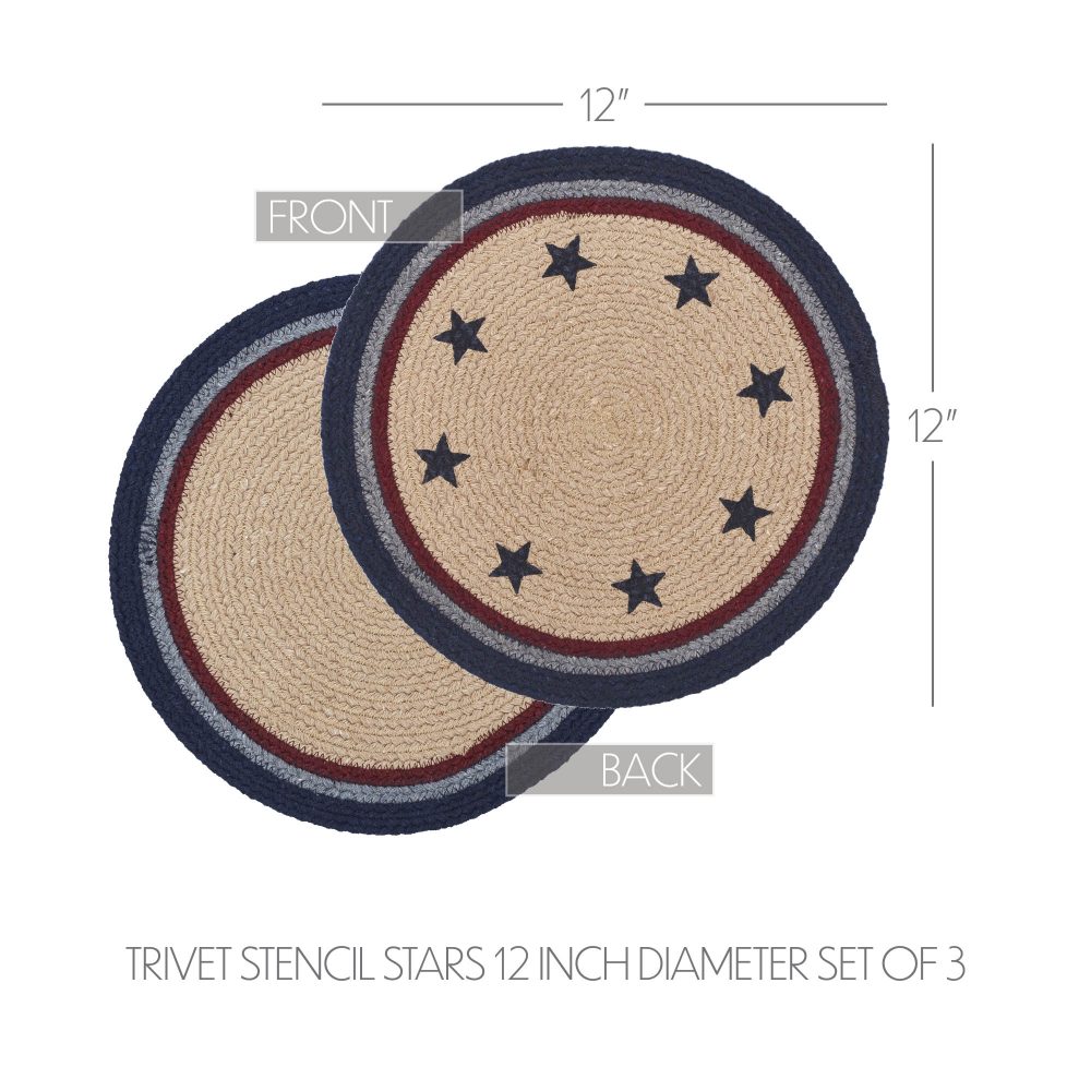 My Country Trivet Stencil Stars 12 inch Diameter Set of 3 - Image 4