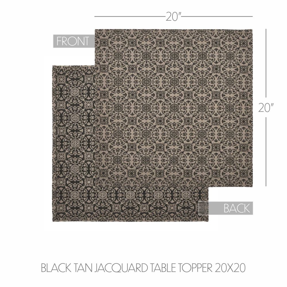 Custom House Black Tan Jacquard Table Topper 20x20 - Image 5