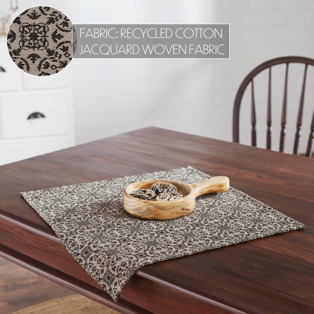 Custom House Black Tan Jacquard Table Topper 20x20 - Image 4