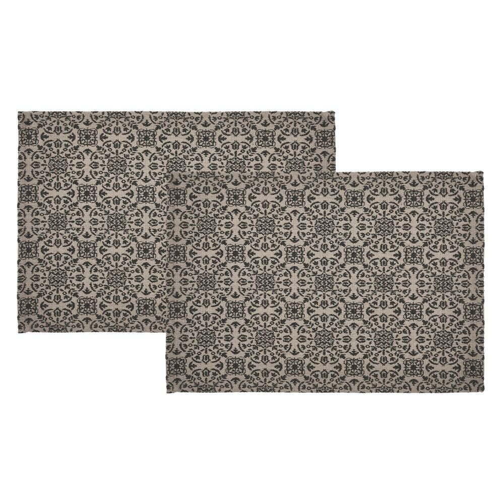Custom House Black Tan Jacquard Placemat Set of 2 13x19 - Image 2