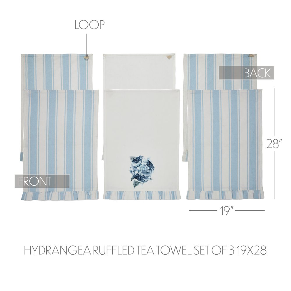 Finders Keepers Hydrangea Ruffled Tea Towel Set of 3 19x28 - Image 5