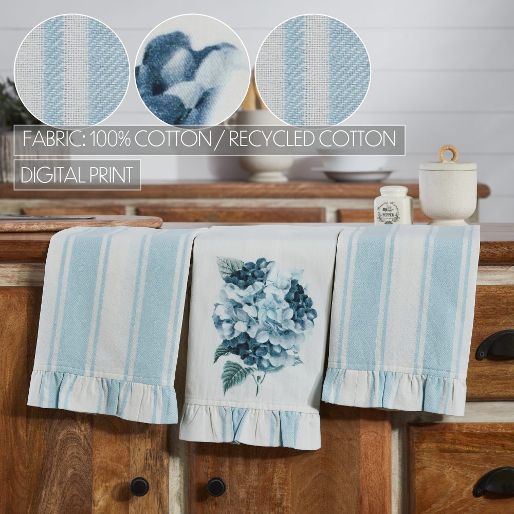Finders Keepers Hydrangea Ruffled Tea Towel Set of 3 19x28 - Image 6