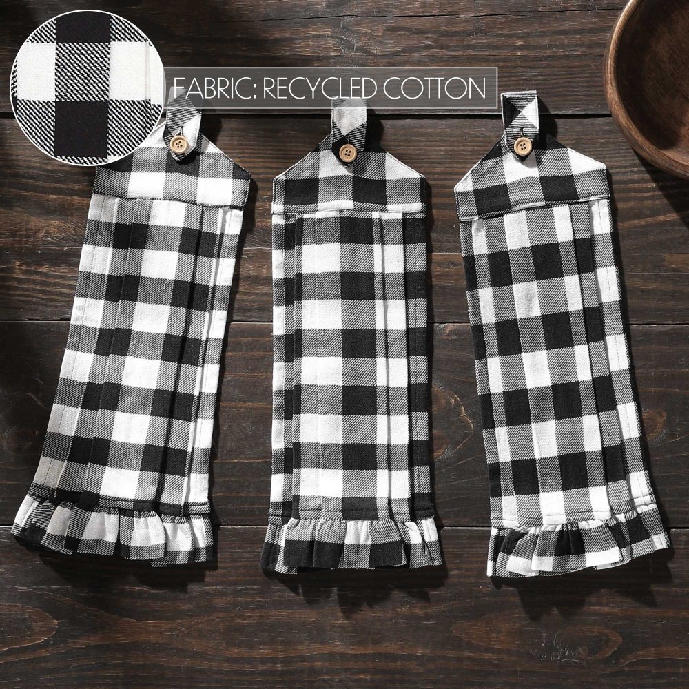 Annie Buffalo Check Black Button Loop Tea Towel Set of 3 - Image 5