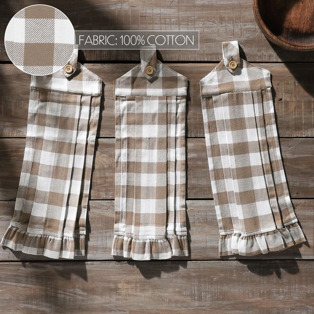 Annie Buffalo Check Portabella Button Loop Tea Towel Set of 3 - Image 5