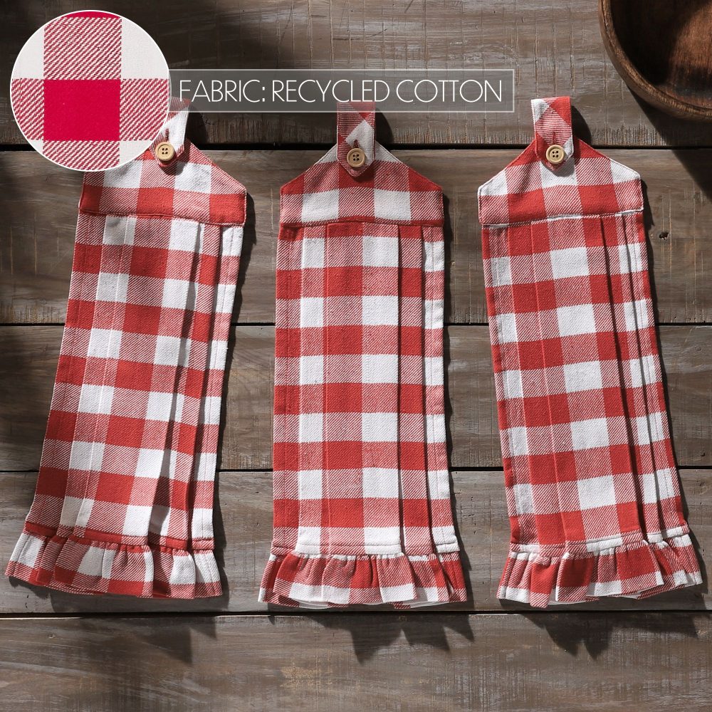Annie Buffalo Check Red Button Loop Tea Towel Set of 3 - Image 5