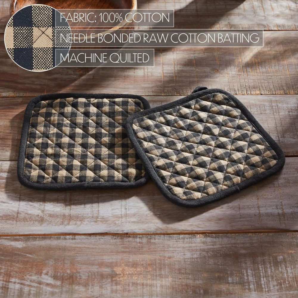 Black Check Pot Holder Set of 2 8x8 - Image 5