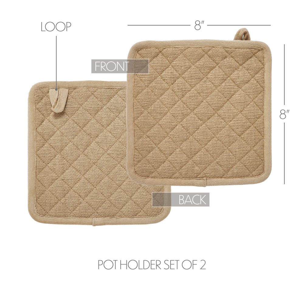 Burlap Natural Pot Holder Set of 2 8x8 - Image 4
