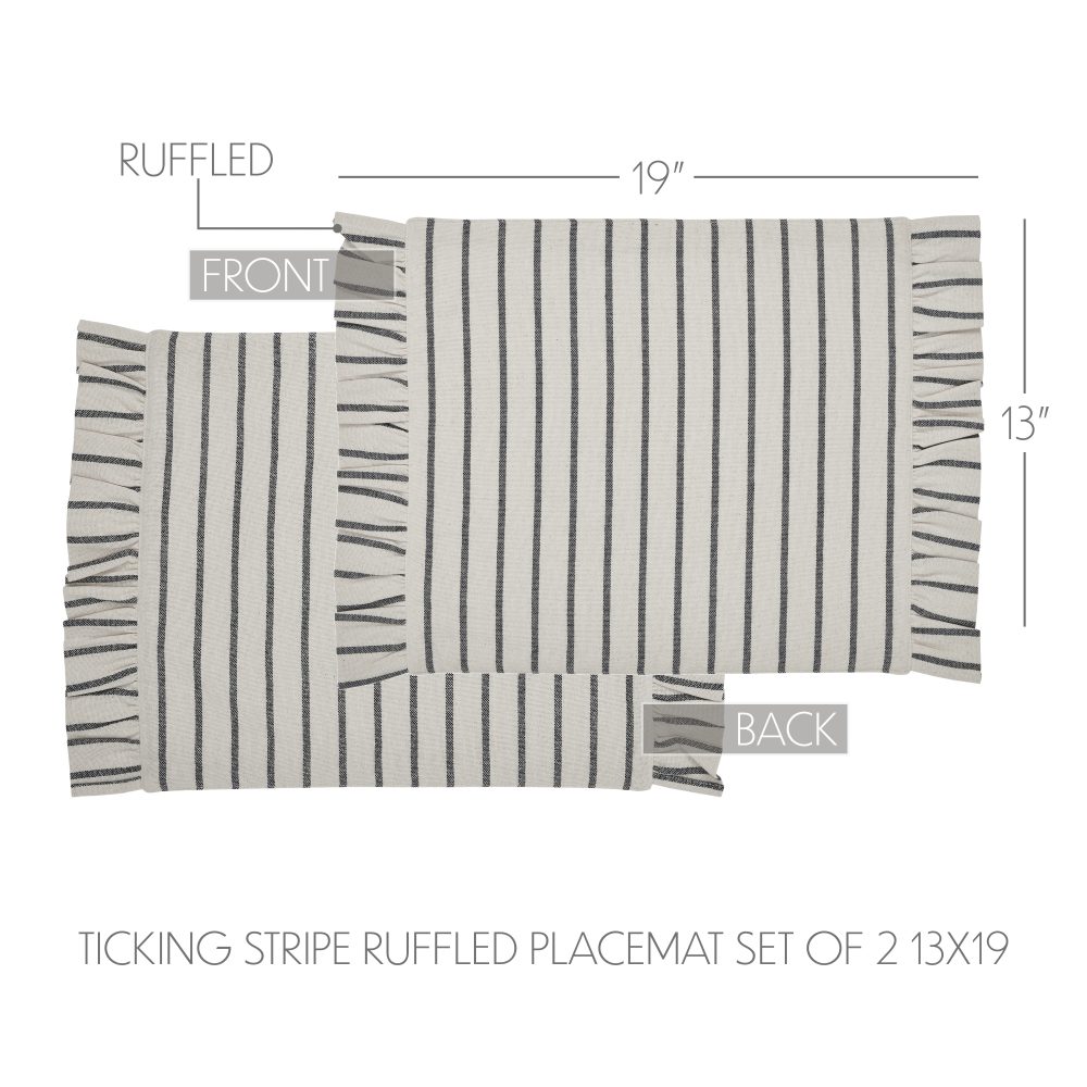 Kaila Ticking Stripe Ruffled Placemat Set of 2 13x19 - Image 4
